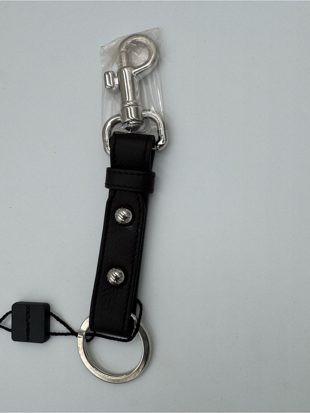 Dolce & Gabbana Dark Brown Leather Keychain with Silver Hardware NWT - Picture 5 of 6